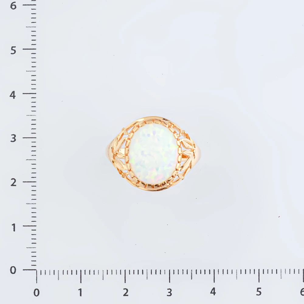 Кольцо с опалом синтетическим из красного золота 585 пробы