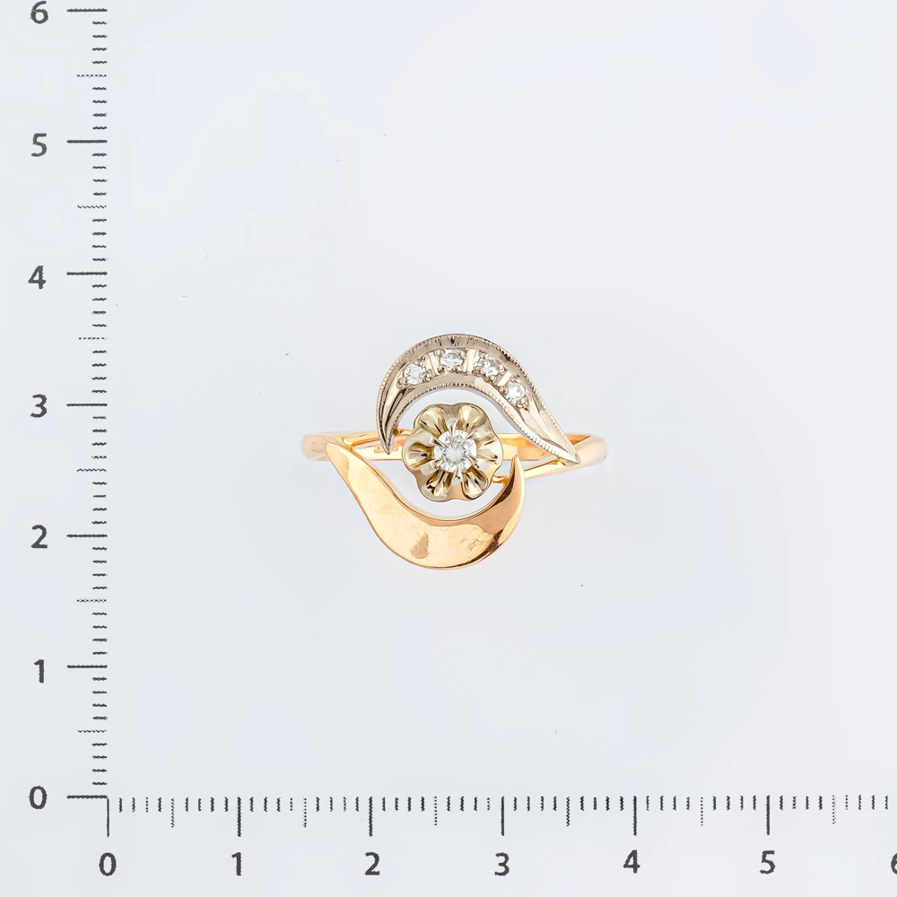 Кольцо с бриллиантом из красного золота 585 пробы