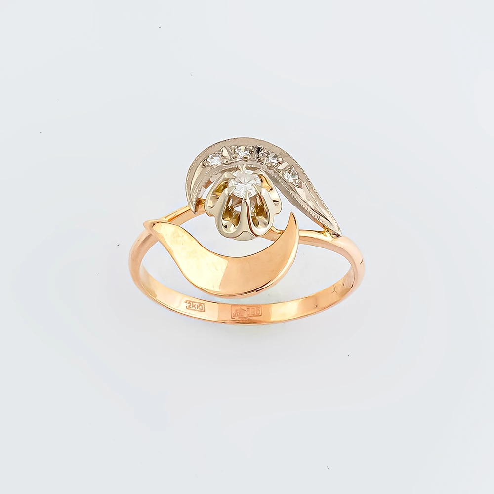 Кольцо с бриллиантом из красного золота 585 пробы