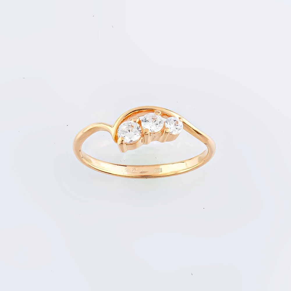 Кольцо с фианитом из красного золота 585 пробы Кольцо с фианитом из красного золота 585 пробы