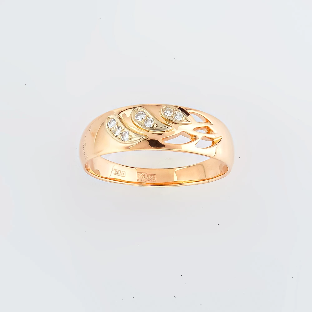 Кольцо с бриллиантом из красного золота 585 пробы