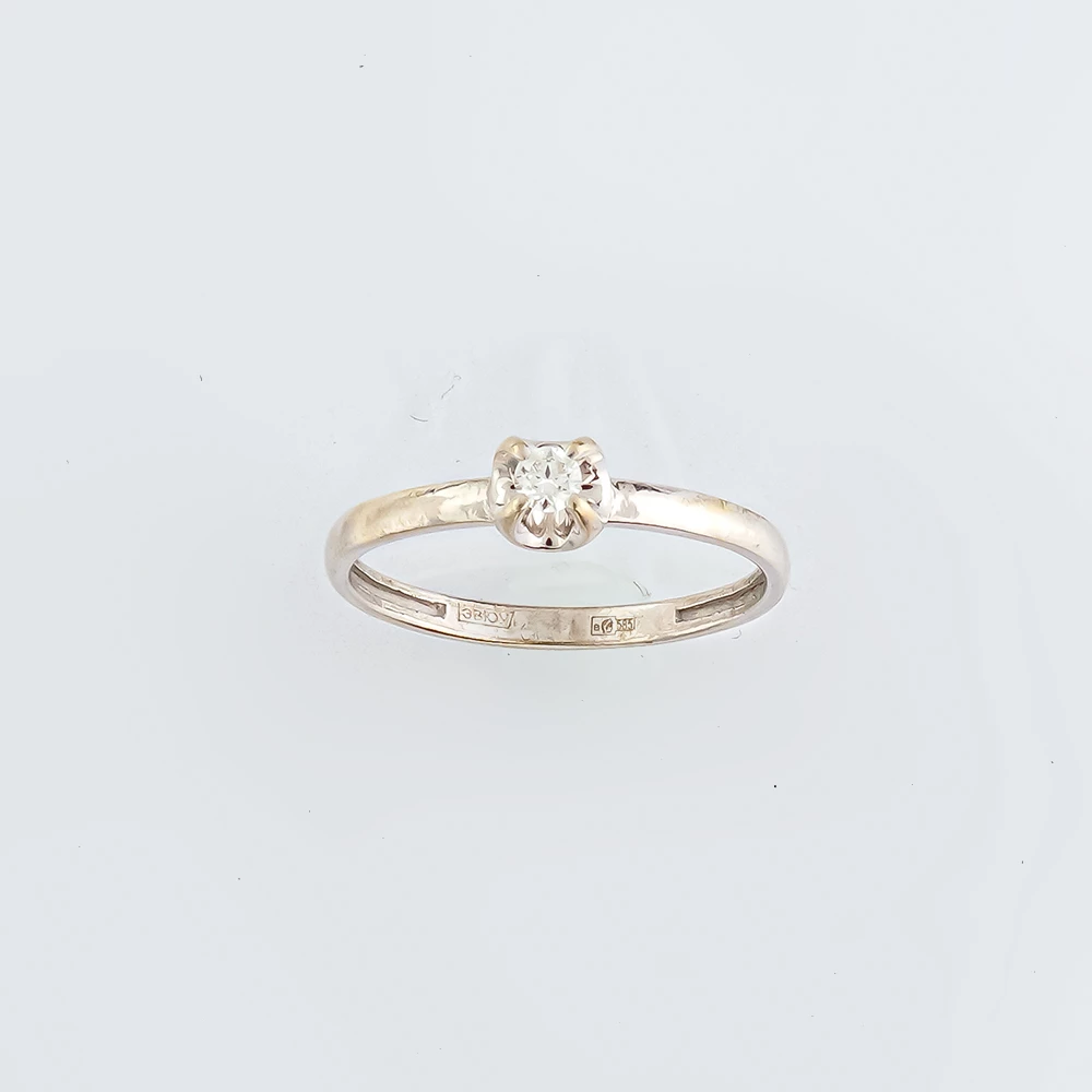 Кольцо с бриллиантом из белого золота 585 пробы