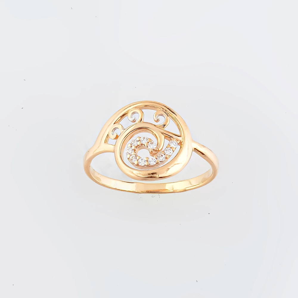 Кольцо с фианитом из красного золота 585 пробы Кольцо с фианитом из красного золота 585 пробы