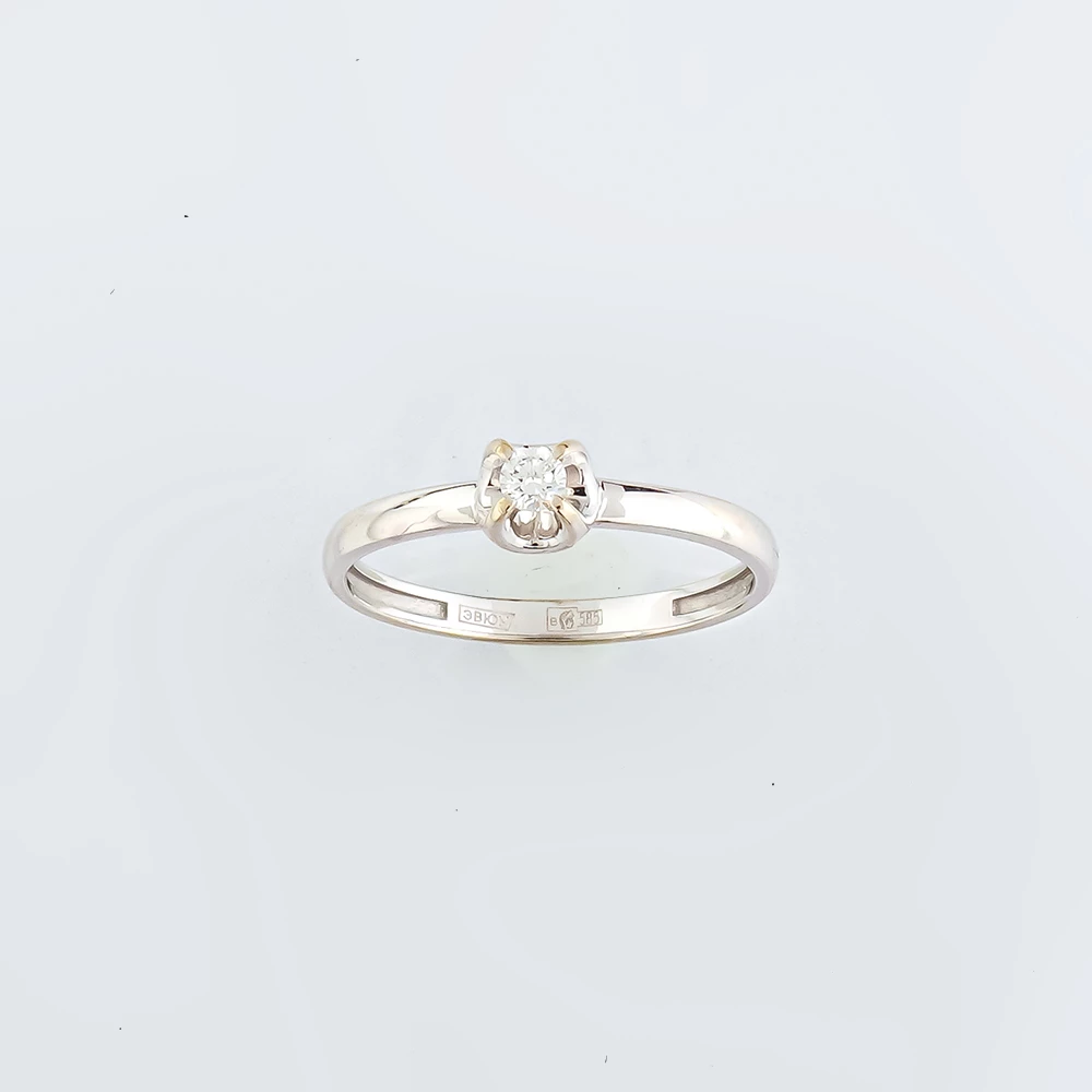 Кольцо с бриллиантом из белого золота 585 пробы