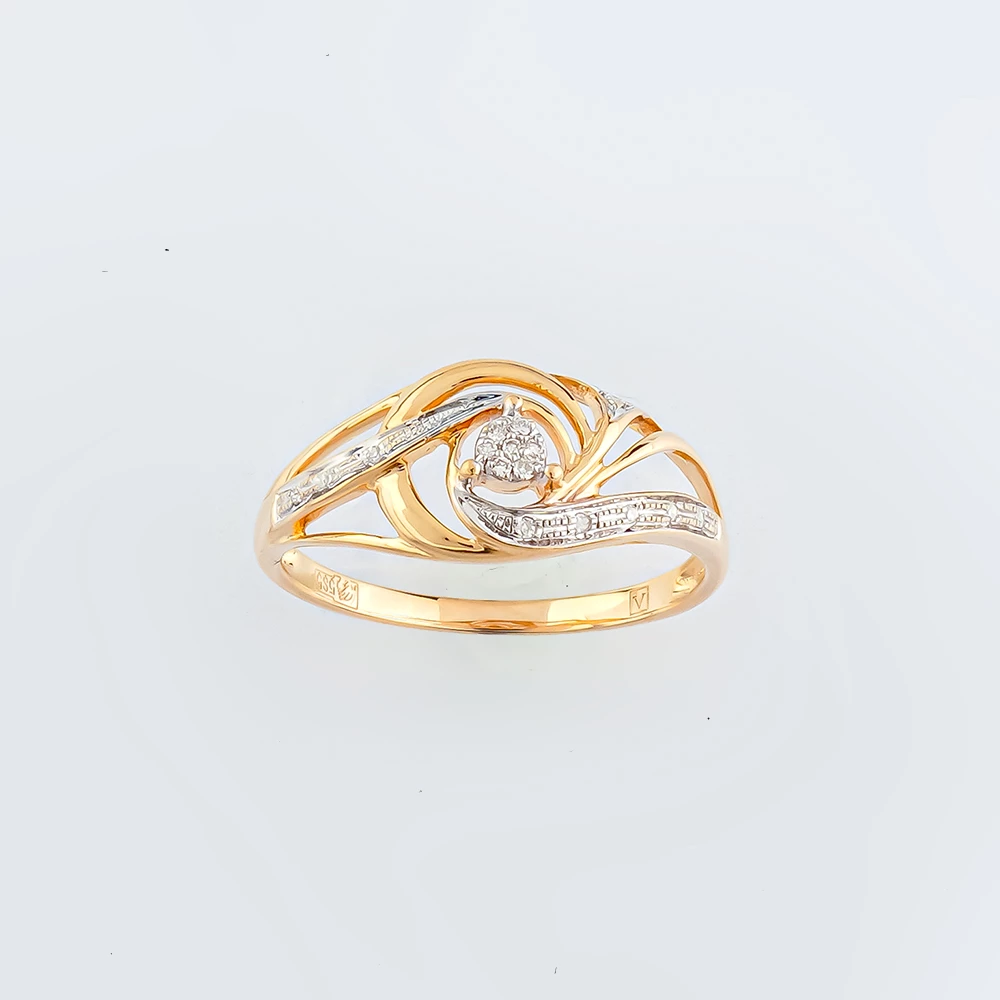 Кольцо с бриллиантом из красного золота 585 пробы