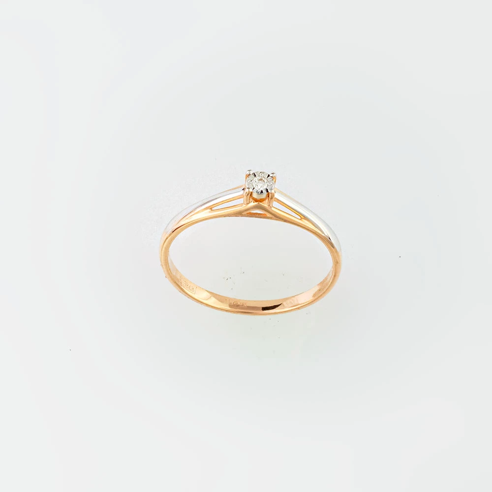 Кольцо с бриллиантом из красного золота 585 пробы