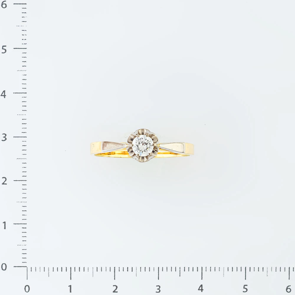 Кольцо с бриллиантом из желтого золота 750 пробы