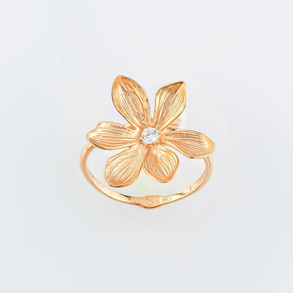 Кольцо с фианитом из красного золота 585 пробы Кольцо с фианитом из красного золота 585 пробы