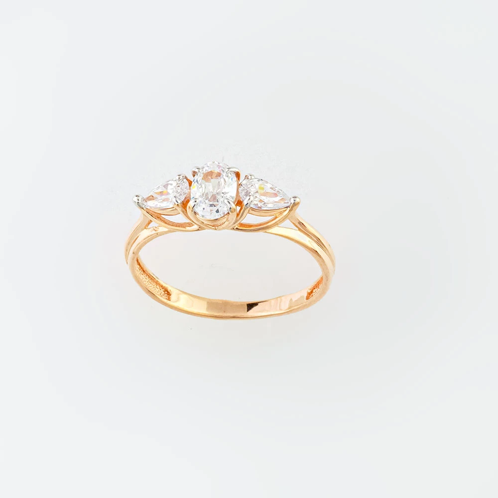 Кольцо с фианитом из красного золота 585 пробы Кольцо с фианитом из красного золота 585 пробы