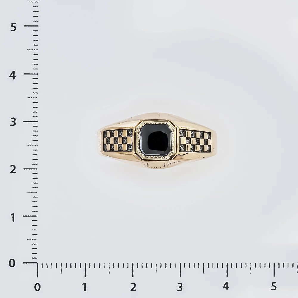 Кольцо с ониксом из красного золота 585 пробы