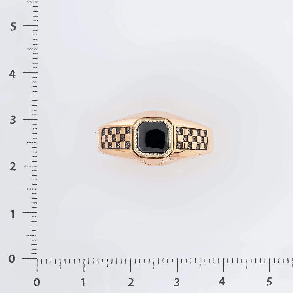Кольцо с ониксом из красного золота 585 пробы