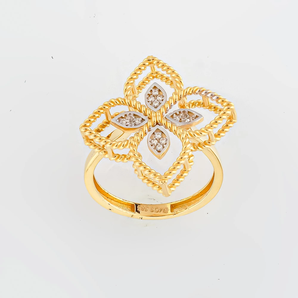 Кольцо с фианитом из желтого золота 585 пробы 1