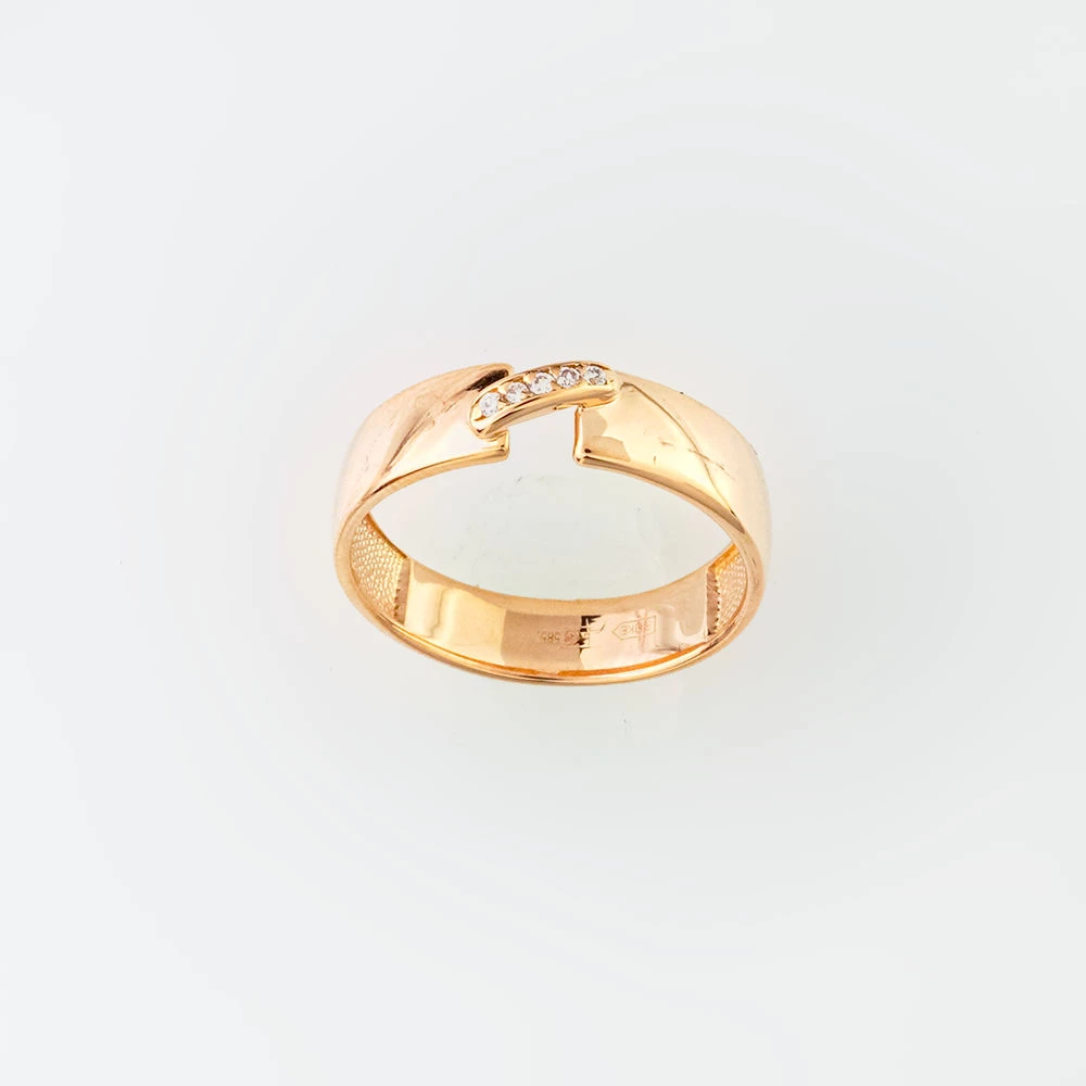 Кольцо с фианитом из красного золота 585 пробы