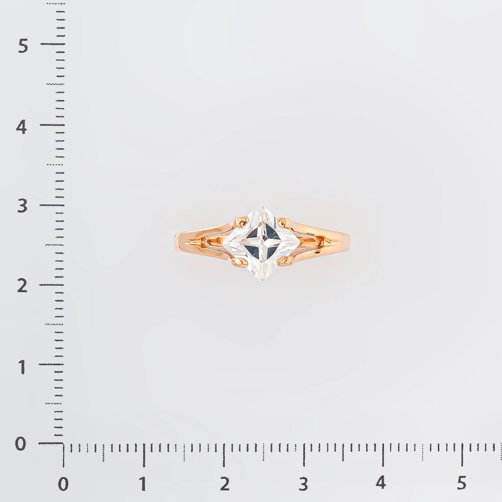 Кольцо с фианитом из красного золота 585 пробы 2