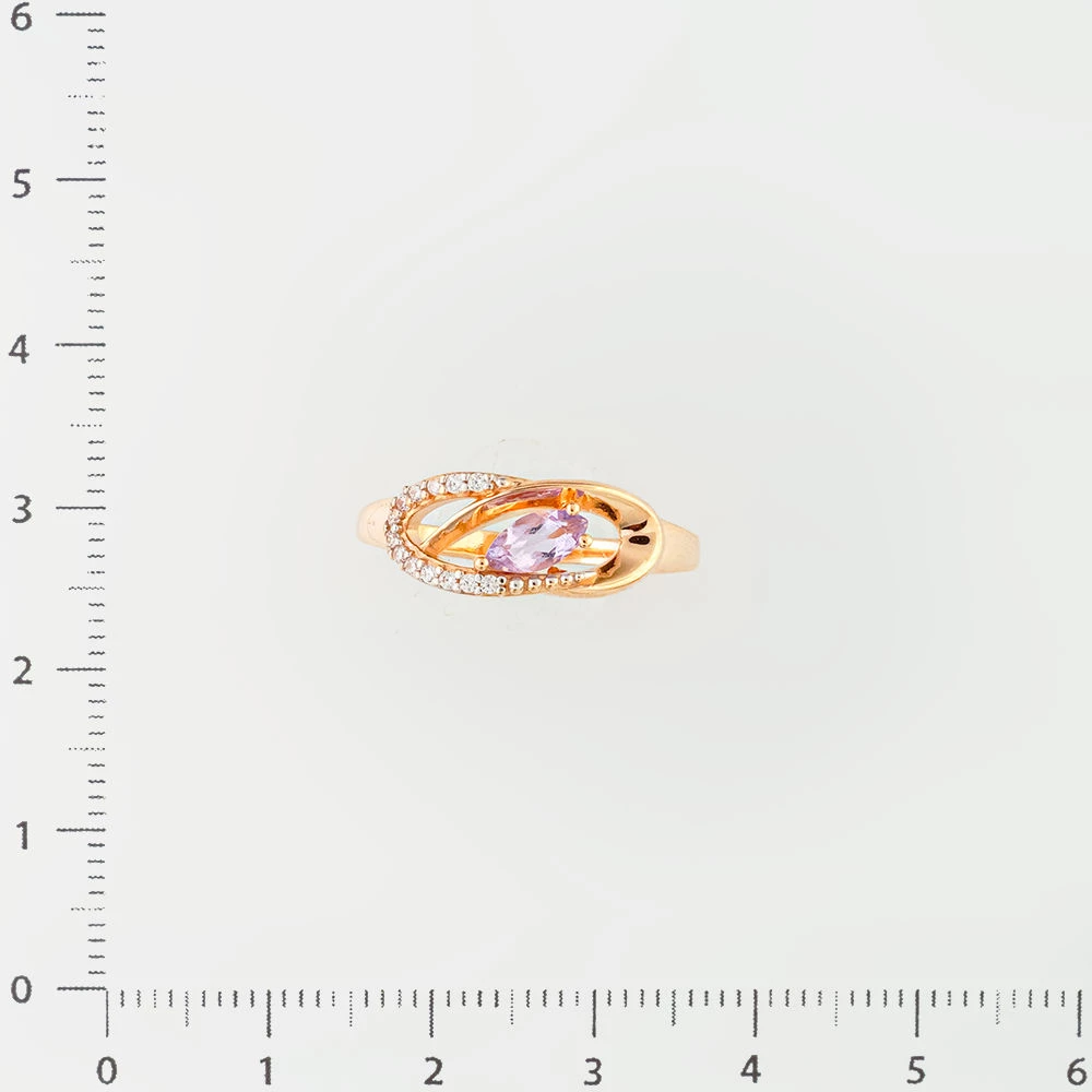 Кольцо с аметистом из красного золота 585 пробы Кольцо с аметистом из красного золота 585 пробы