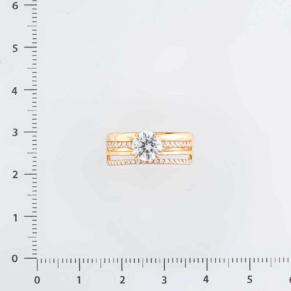 Кольцо с фианитом из красного золота 585 пробы