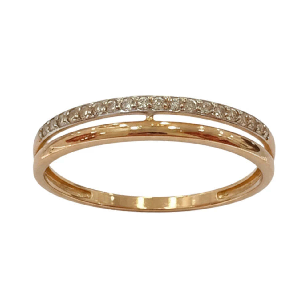 Кольцо с фианитом из красного золота 585 пробы