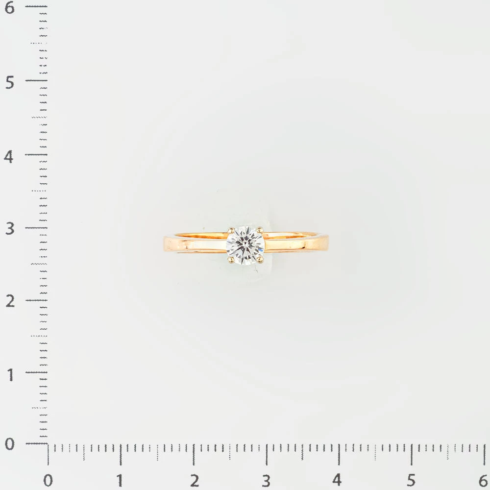 Кольцо с фианитом из красного золота 585 пробы