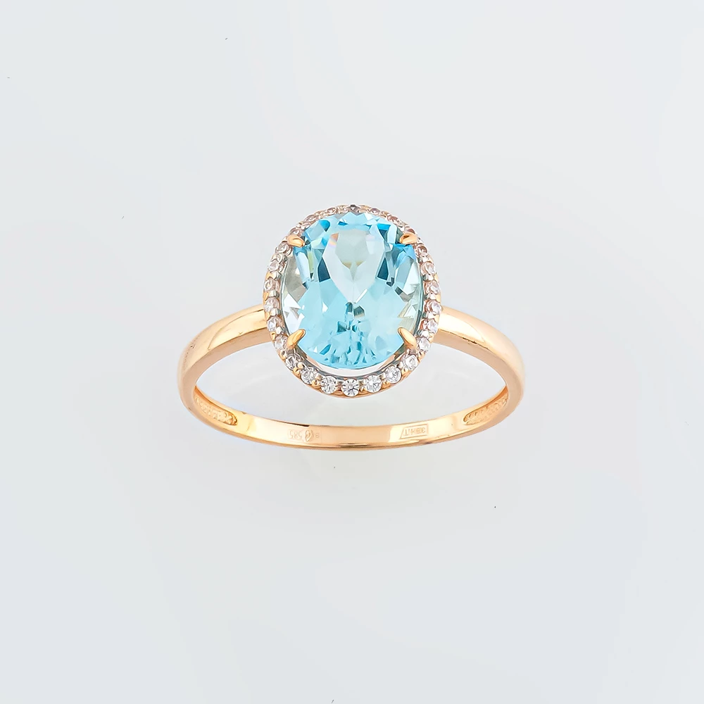 Кольцо с топазом из красного золота 585 пробы Кольцо с топазом из красного золота 585 пробы