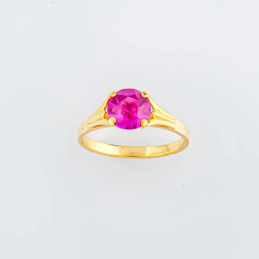 Кольцо с фианитом из желтого золота 750 пробы