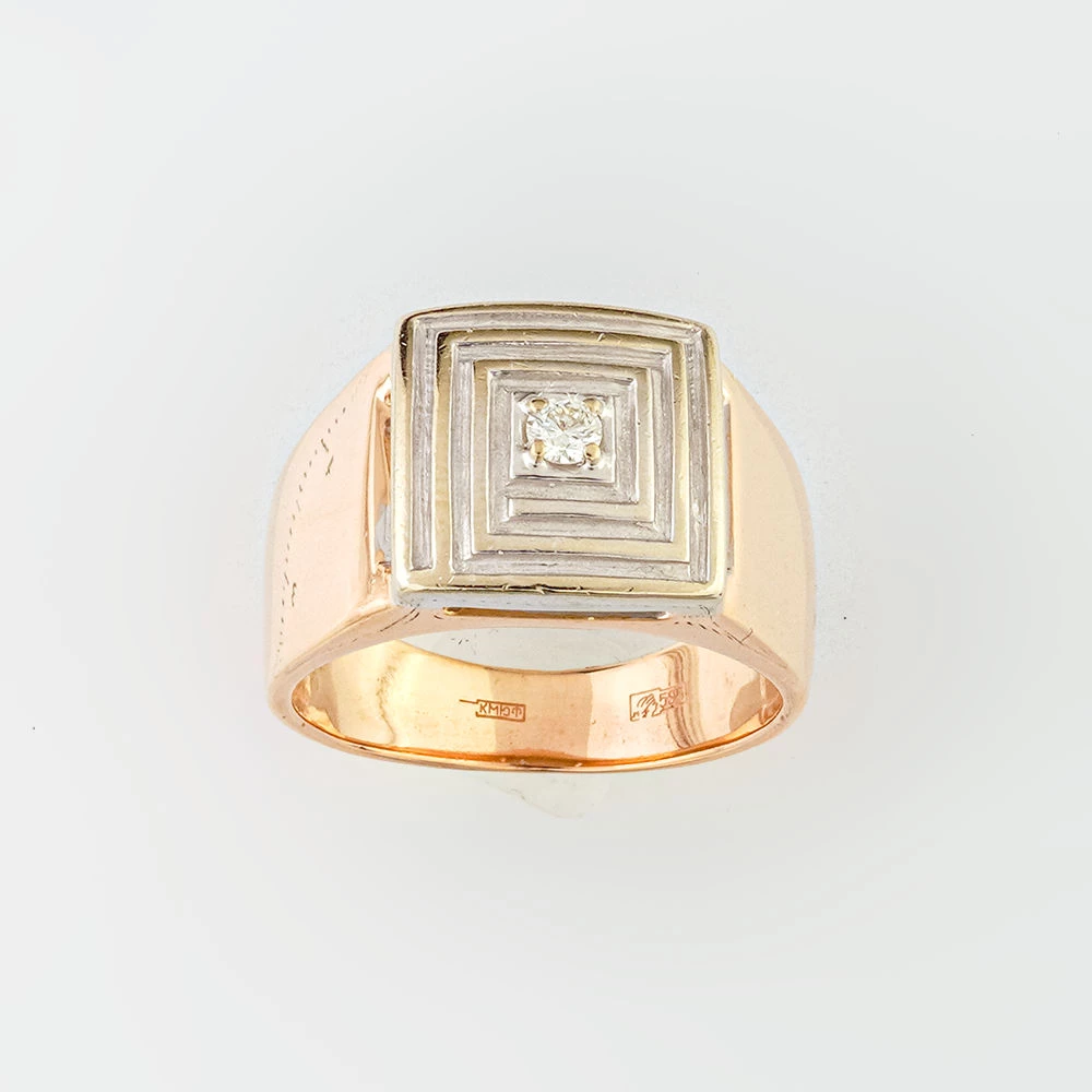 Кольцо с бриллиантом из красного золота 585 пробы