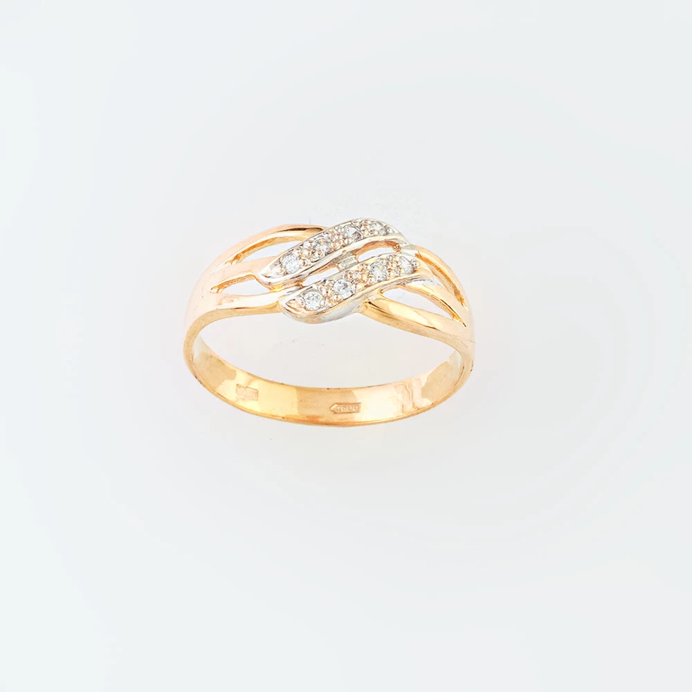 Кольцо с фианитом из красного золота 585 пробы