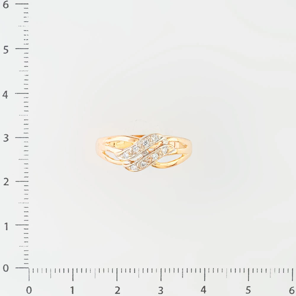 Кольцо с фианитом из красного золота 585 пробы