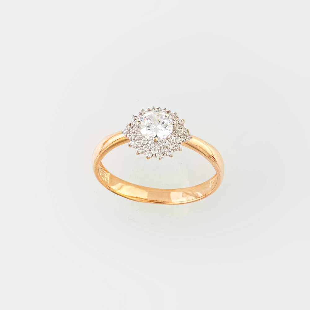 Кольцо с фианитом из красного золота 585 пробы Кольцо с фианитом из красного золота 585 пробы