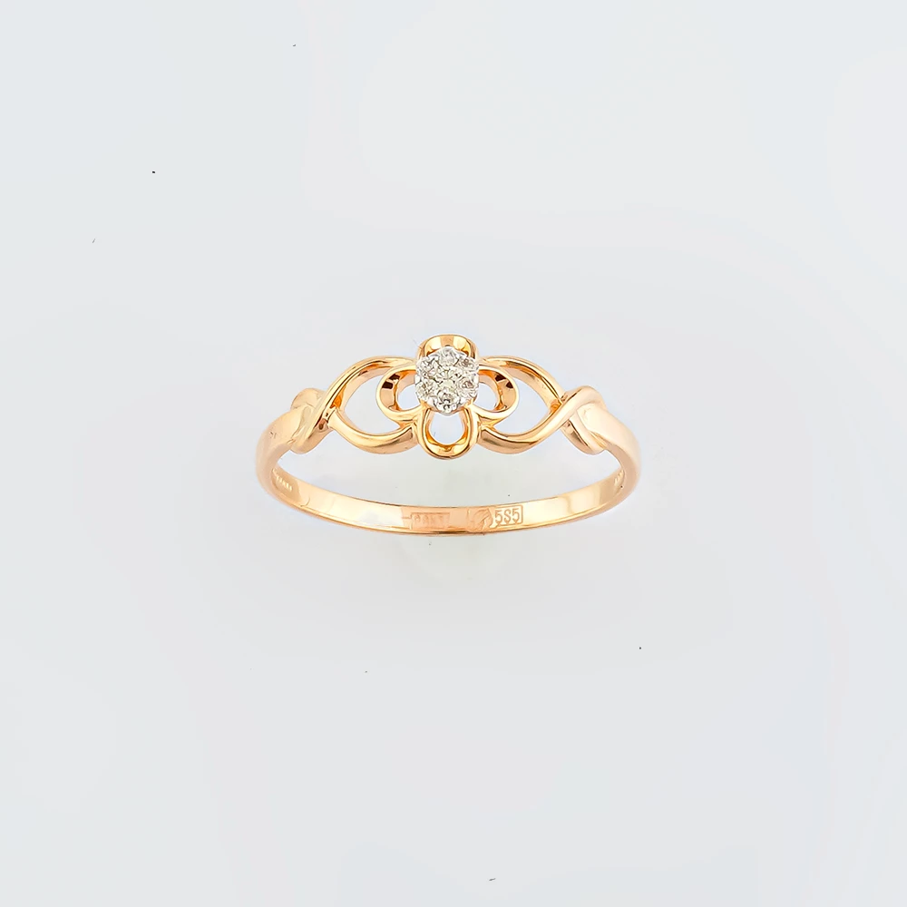 Кольцо с бриллиантом из красного золота 585 пробы