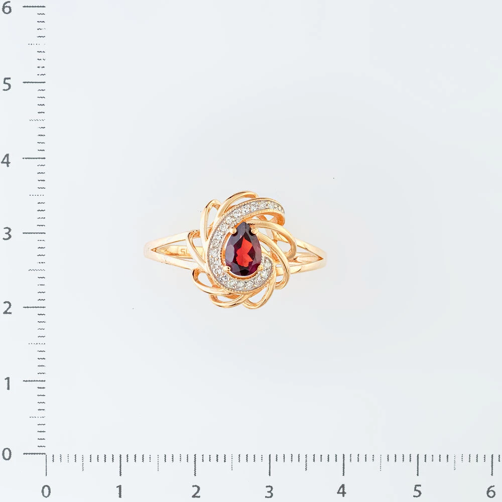 Кольцо с гранатом из красного золота 585 пробы Кольцо с гранатом из красного золота 585 пробы