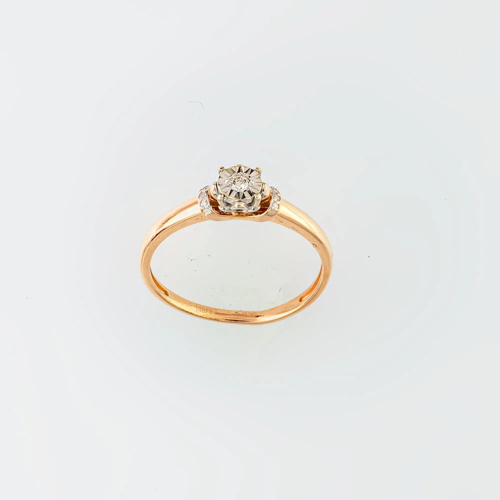 Кольцо с бриллиантом из красного золота 585 пробы