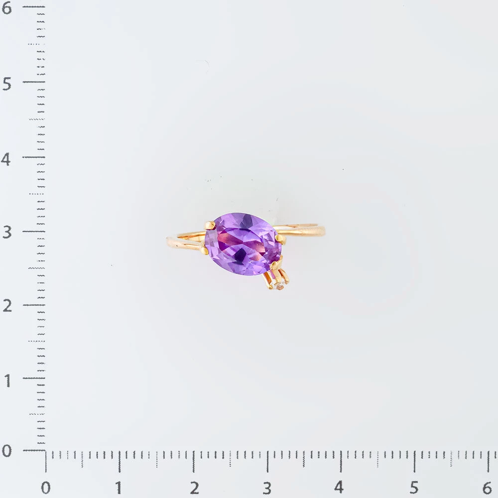 Кольцо с александритом синтетическим из красного золота 585 пробы Кольцо с александритом синтетическим из красного золота 585 пробы