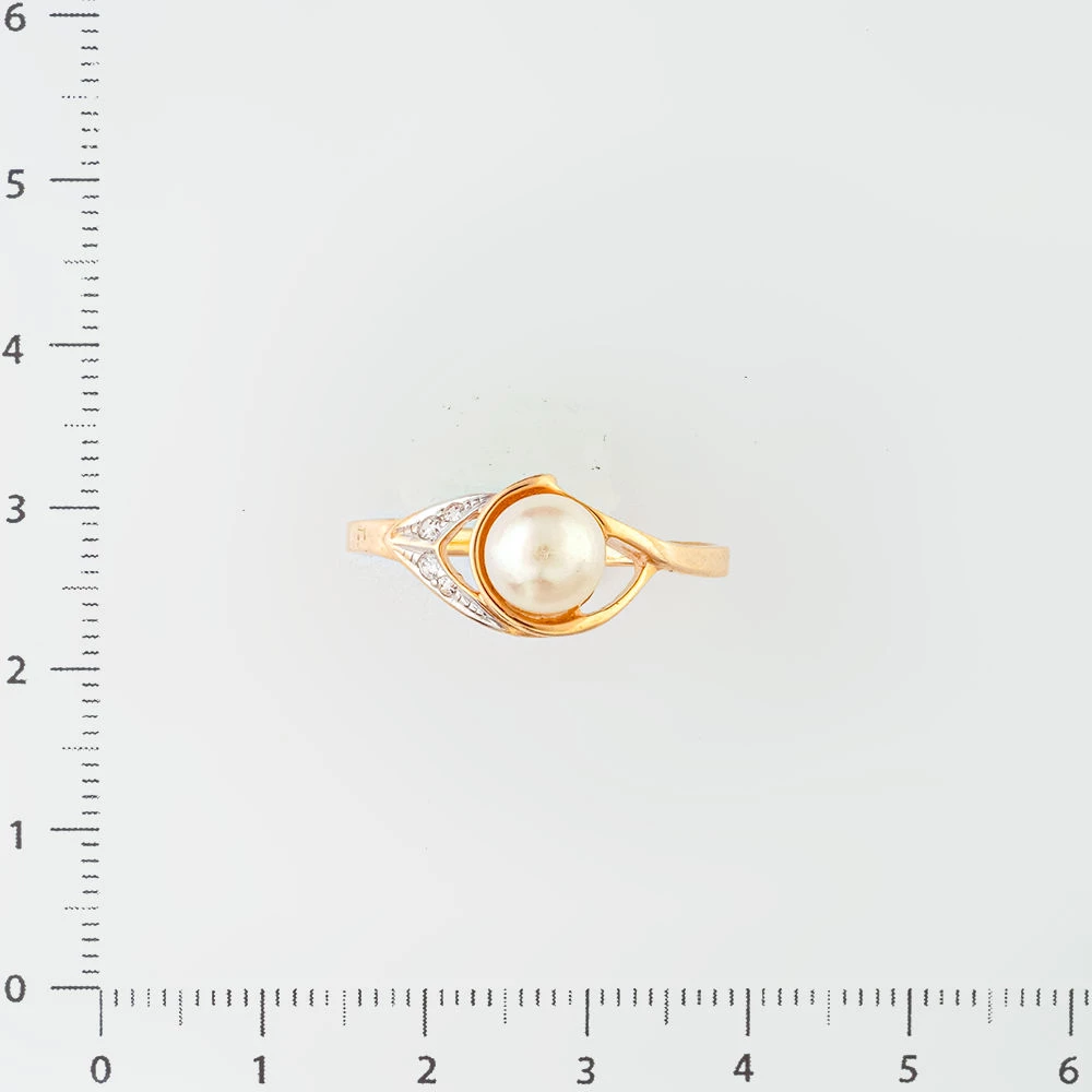 Кольцо с культивированным жемчугом из красного золота 585 пробы Кольцо с культивированным жемчугом из красного золота 585 пробы