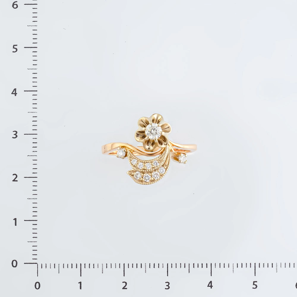 Кольцо с бриллиантом из красного золота 585 пробы