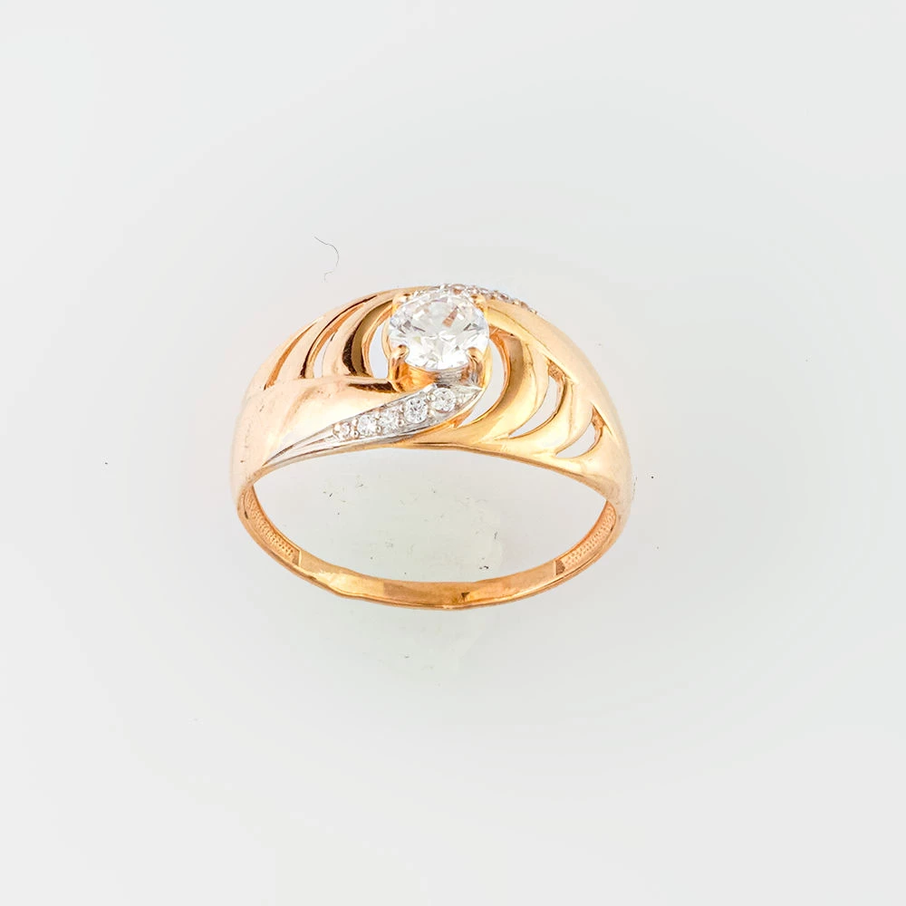 Кольцо с фианитом из красного золота 585 пробы Кольцо с фианитом из красного золота 585 пробы