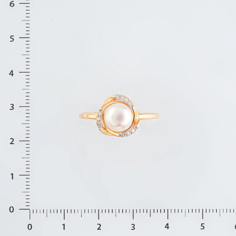 Кольцо с культивированным жемчугом из красного золота 585 пробы Кольцо с культивированным жемчугом из красного золота 585 пробы