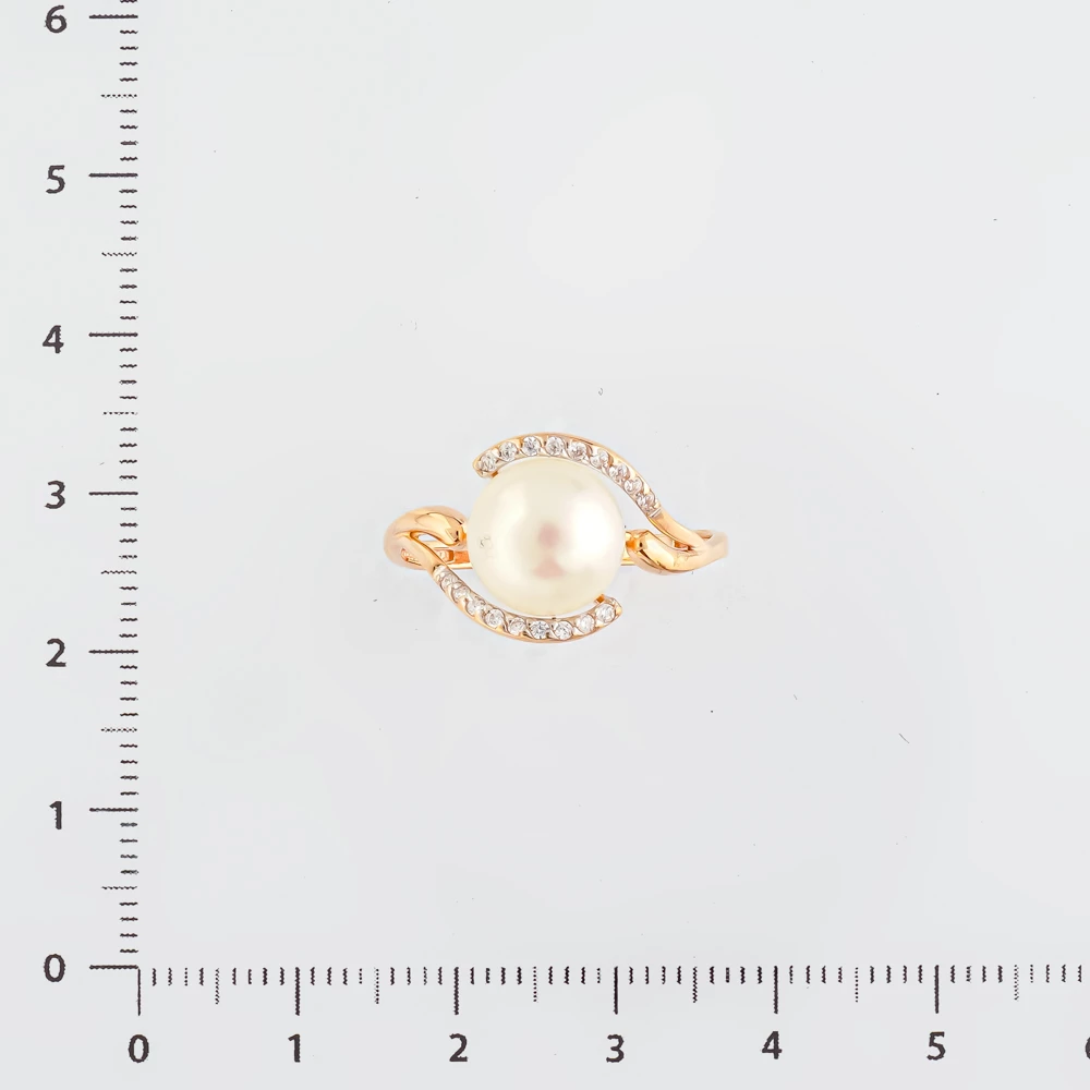 Кольцо с культивированным жемчугом из красного золота 585 пробы 2