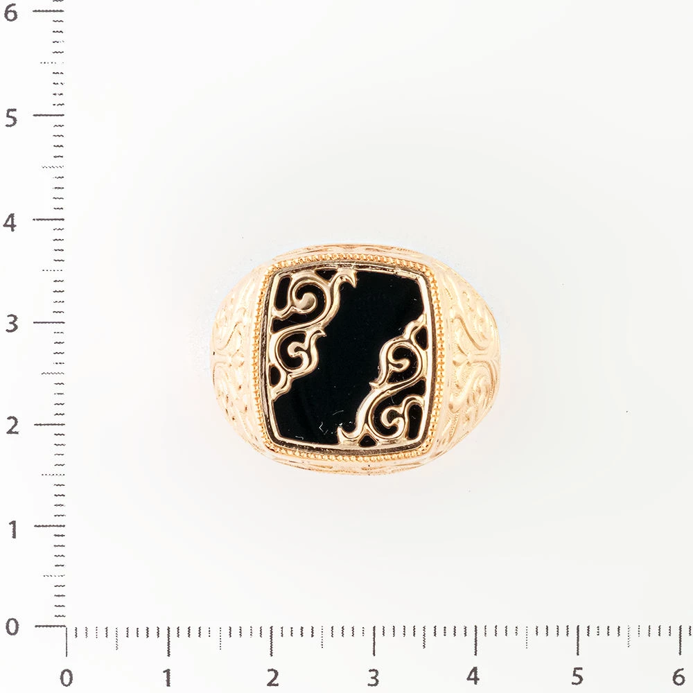 Кольцо с ониксом из красного золота 585 пробы