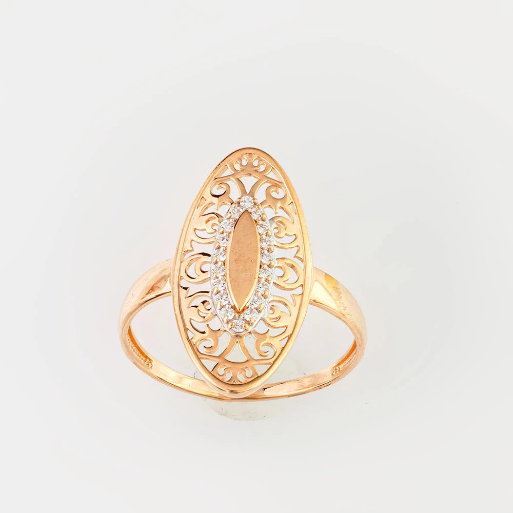 Кольцо с фианитом из красного золота 585 пробы Кольцо с фианитом из красного золота 585 пробы