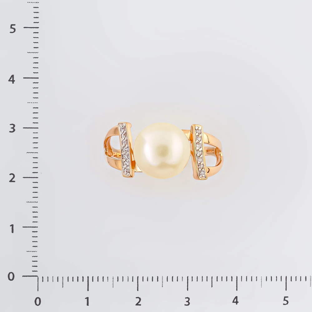Кольцо с культивированным жемчугом из красного золота 585 пробы