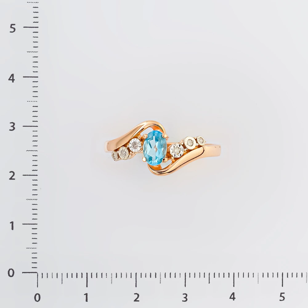 Кольцо с топазом из красного золота 585 пробы