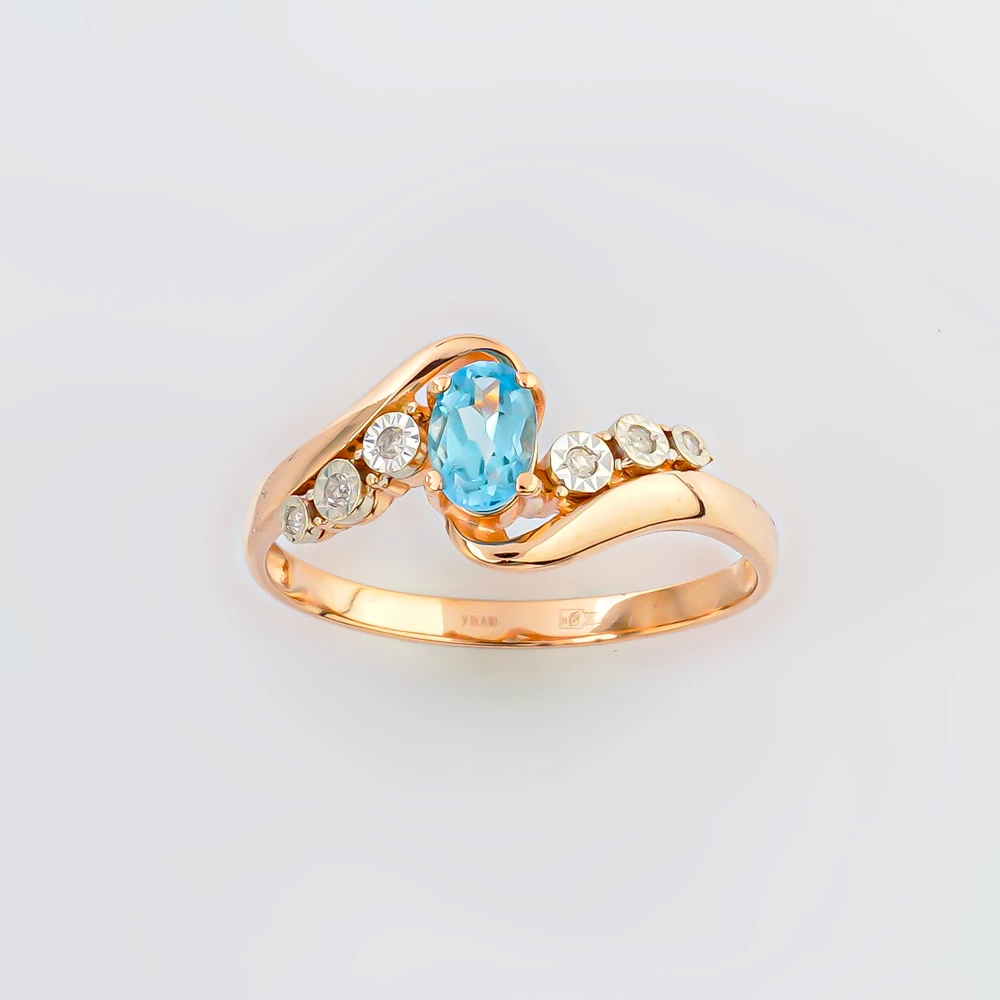 Кольцо с топазом из красного золота 585 пробы