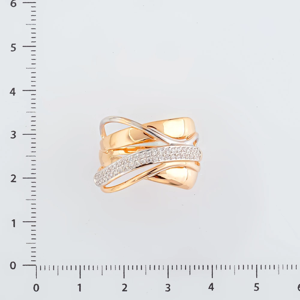 Кольцо с фианитом из красного золота 585 пробы