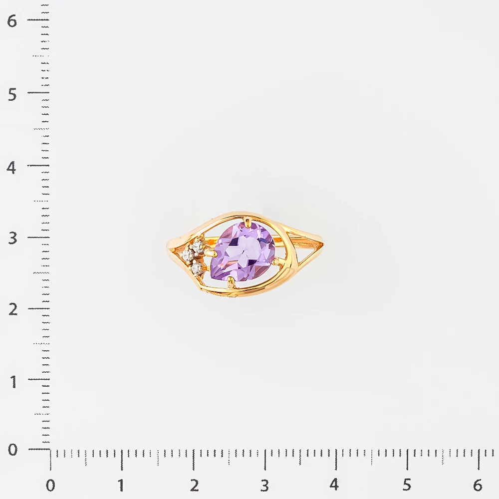 Кольцо с аметистом из красного золота 585 пробы