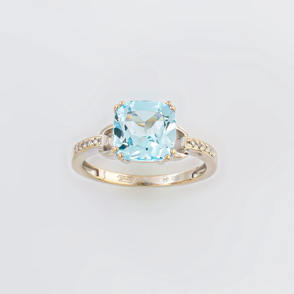 Кольцо с топазом из белого золота 585 пробы