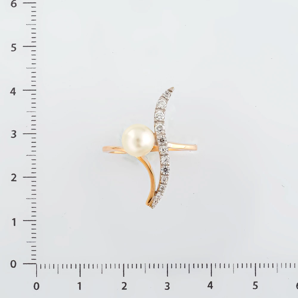 Кольцо с культивированным жемчугом из красного золота 585 пробы