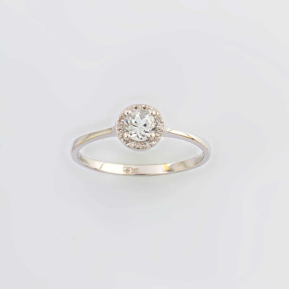 Кольцо с топазом из белого золота 585 пробы