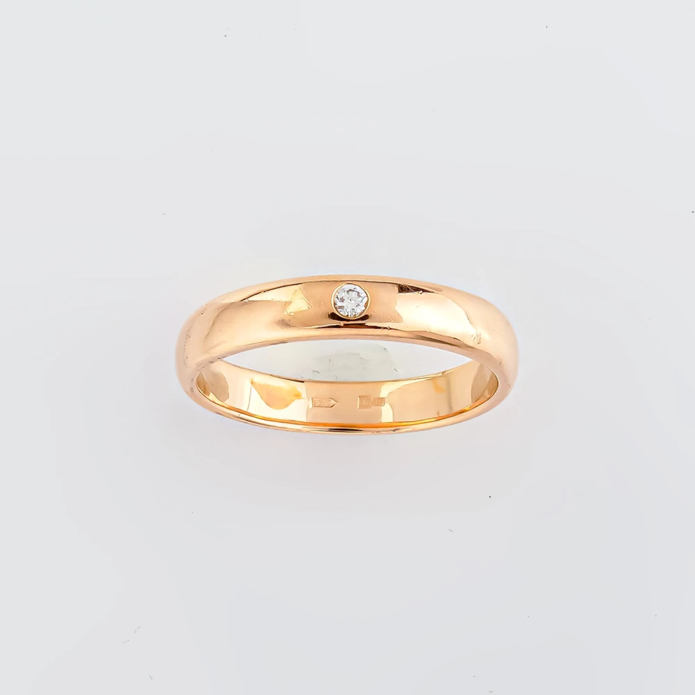 Кольцо обручальное с бриллиантом из красного золота 585 пробы