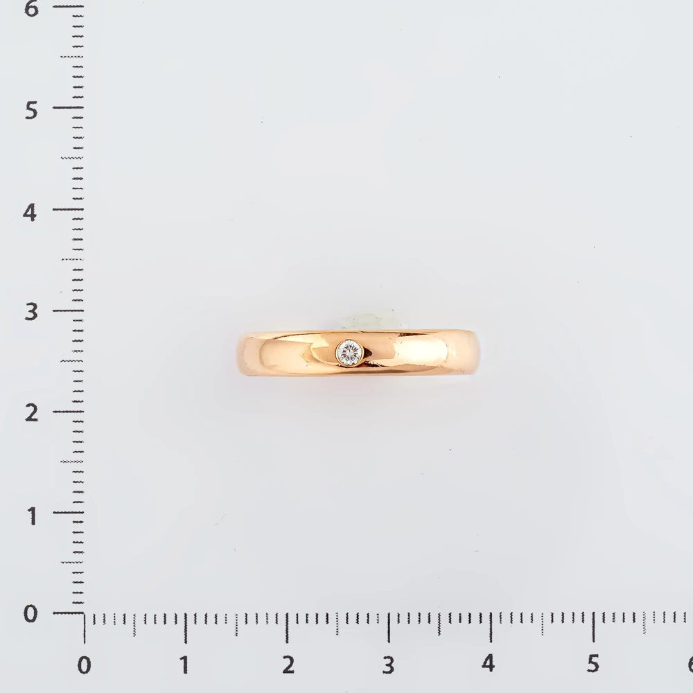 Кольцо обручальное с бриллиантом из красного золота 585 пробы