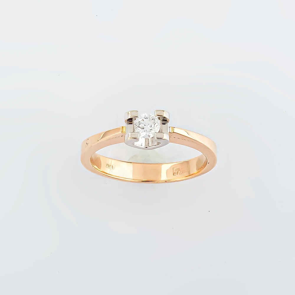 Кольцо с бриллиантом из красного золота 585 пробы